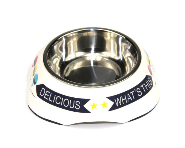 Toptan melamine ve paslanmaz çelik evcil hayvan köpek kavanozu 1