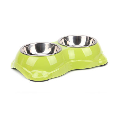 Anti-Skip Silicone Pet Bowl ile Çift Paslanmaz Çelik Bowl