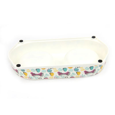 Çevresel Doğal Bitki reçini Çift Bambu Fiber Pet Bowl